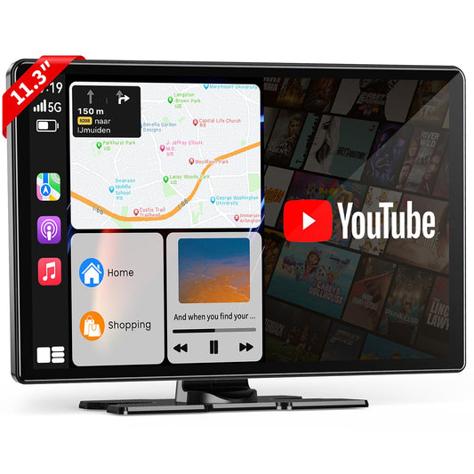 11.3" Wireless Carplay Screen for Car with N-etflix/YouTube/TikTok, Upgraded A-pple CarPlay & Android Auto Screen,Portable AI Magic Box with Backup