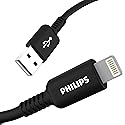 Philips USB Charging Cable with Lightning Connector, 4 Ft Long Cord, Apple MFi Certified, Compatible w/Apple iPhone Xs Max/XS/XR/X/8 Plus/8/7…