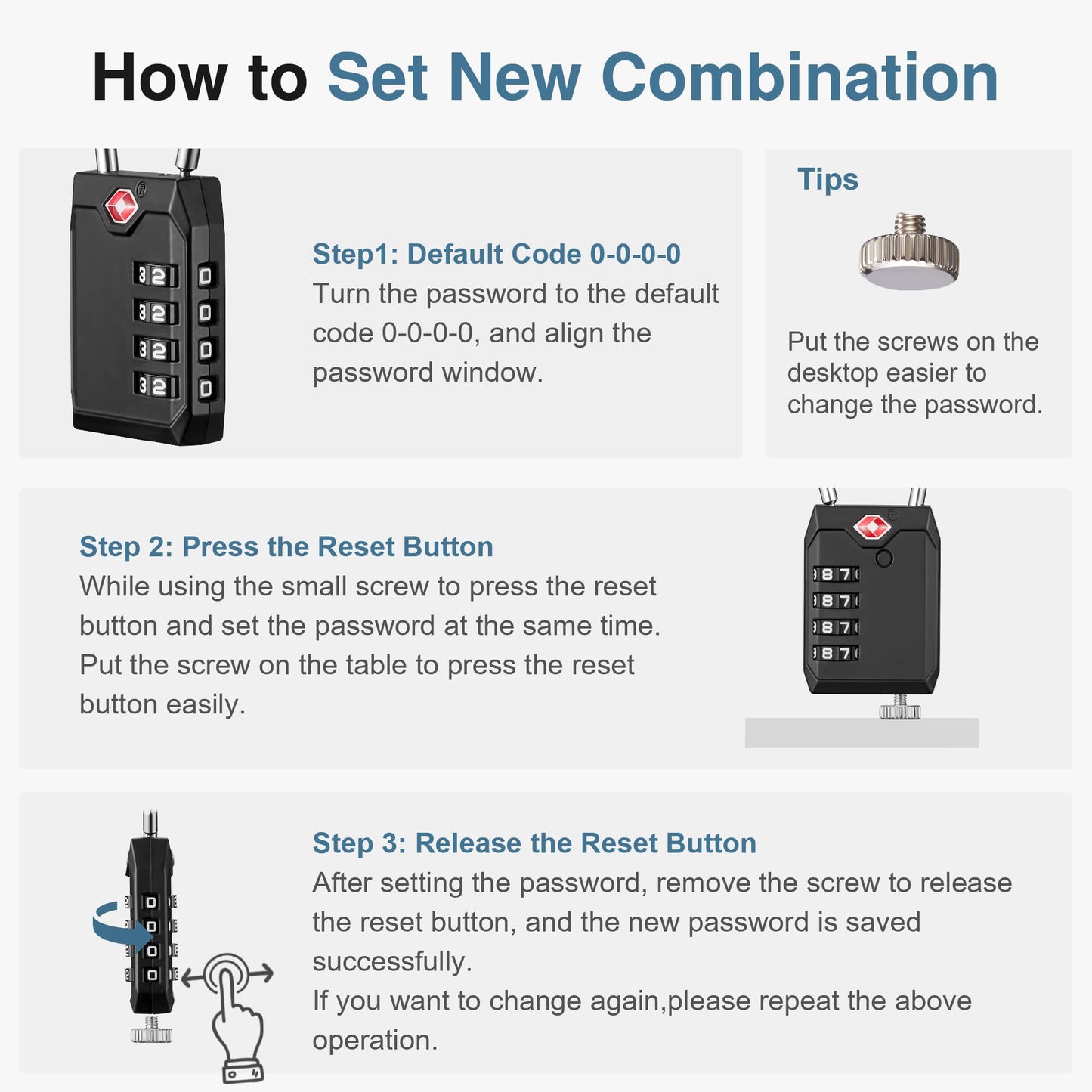 Puroma TSA Approved Luggage Locks 2 Pack – 4-Digit Combination Cable Travel Padlocks for Suitcases, Bags, Backpacks & Gym Lockers (Black)