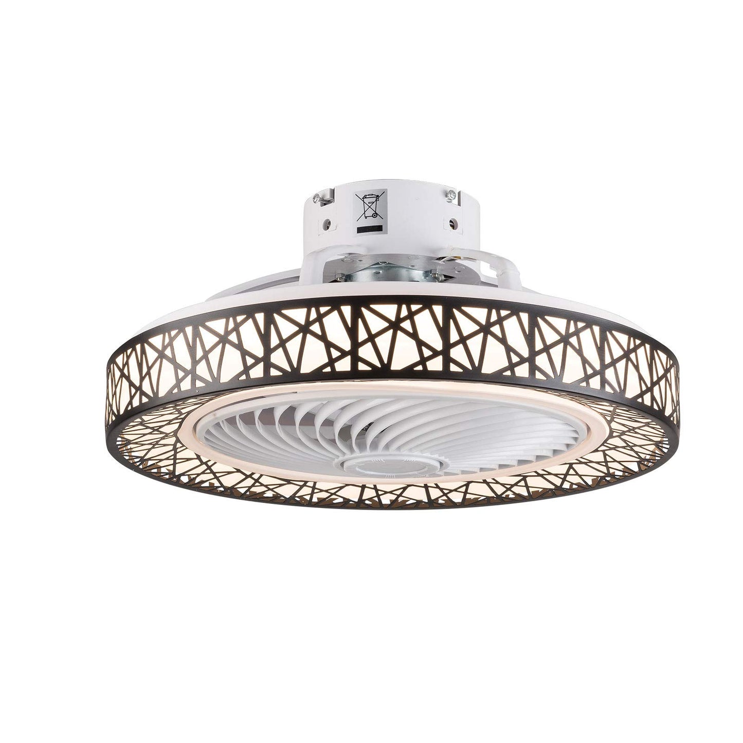 TFCFL Creative Bird-Nest Ceiling Fan Light with Remote Control 3 LED Color Lighting 3-Speeds, 20" Low Profile Flush Mount Acrylic Quiet Chandelier Fan