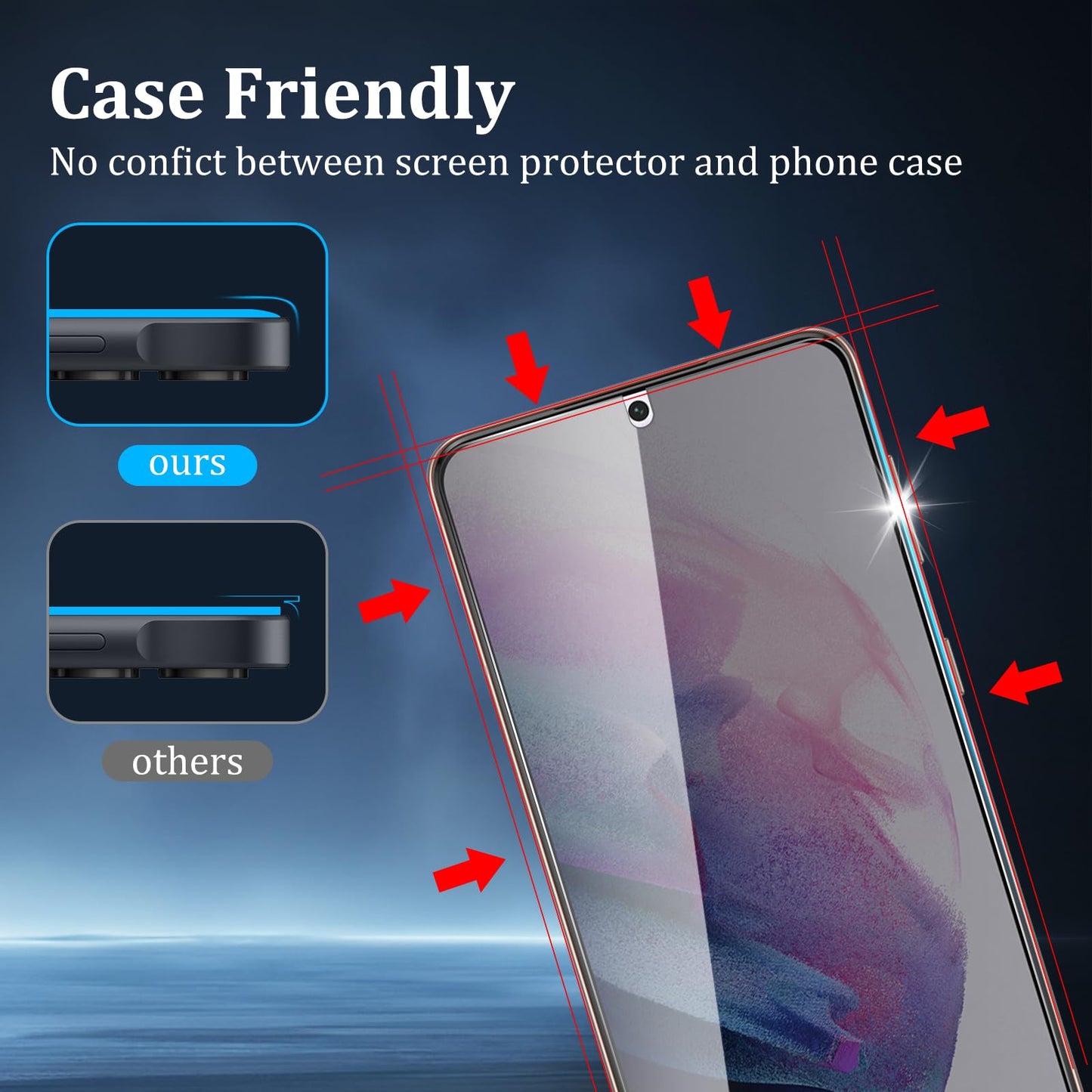 CHRINECY [4 Pack] 2 Pack Privacy Screen Protector for Samsung Galaxy S21 Plus 5G with 2 Pack Camera Lens Protector, 9H Hardness, Anti Spy Anti