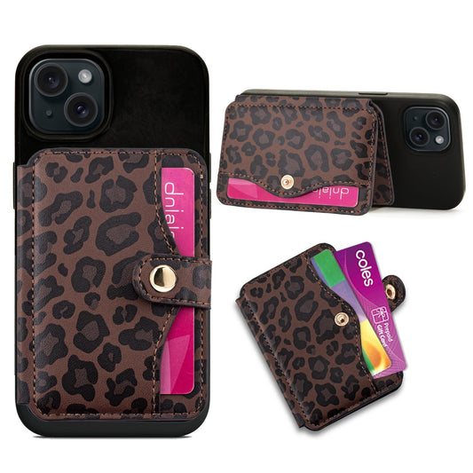 M-Plateau Credit Card Holder For Cell PhoneWith Slim Adhesive Card Holder for Phone Case and Most Smartphones (Leopard Print)
