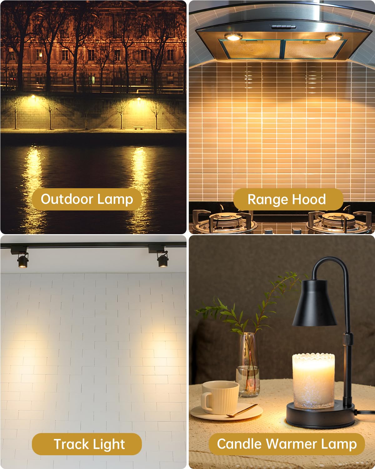Elenhome 120v 35W GU10 Bulb for Candle Warmer Lamp, 2pcs gu10+c Dimmable 2800K Warm White Halogen Light Bulbs 2 pin, Wax Burner Light Bulb, Full Glass