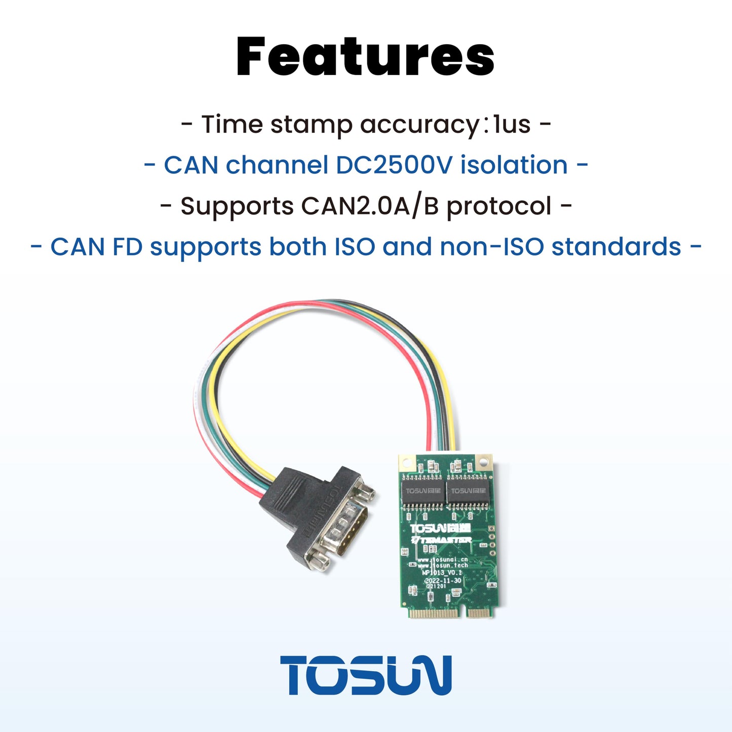 TOSUN Technology - Auto Grade - 2 CH CAN FD to mini PCie Adapter