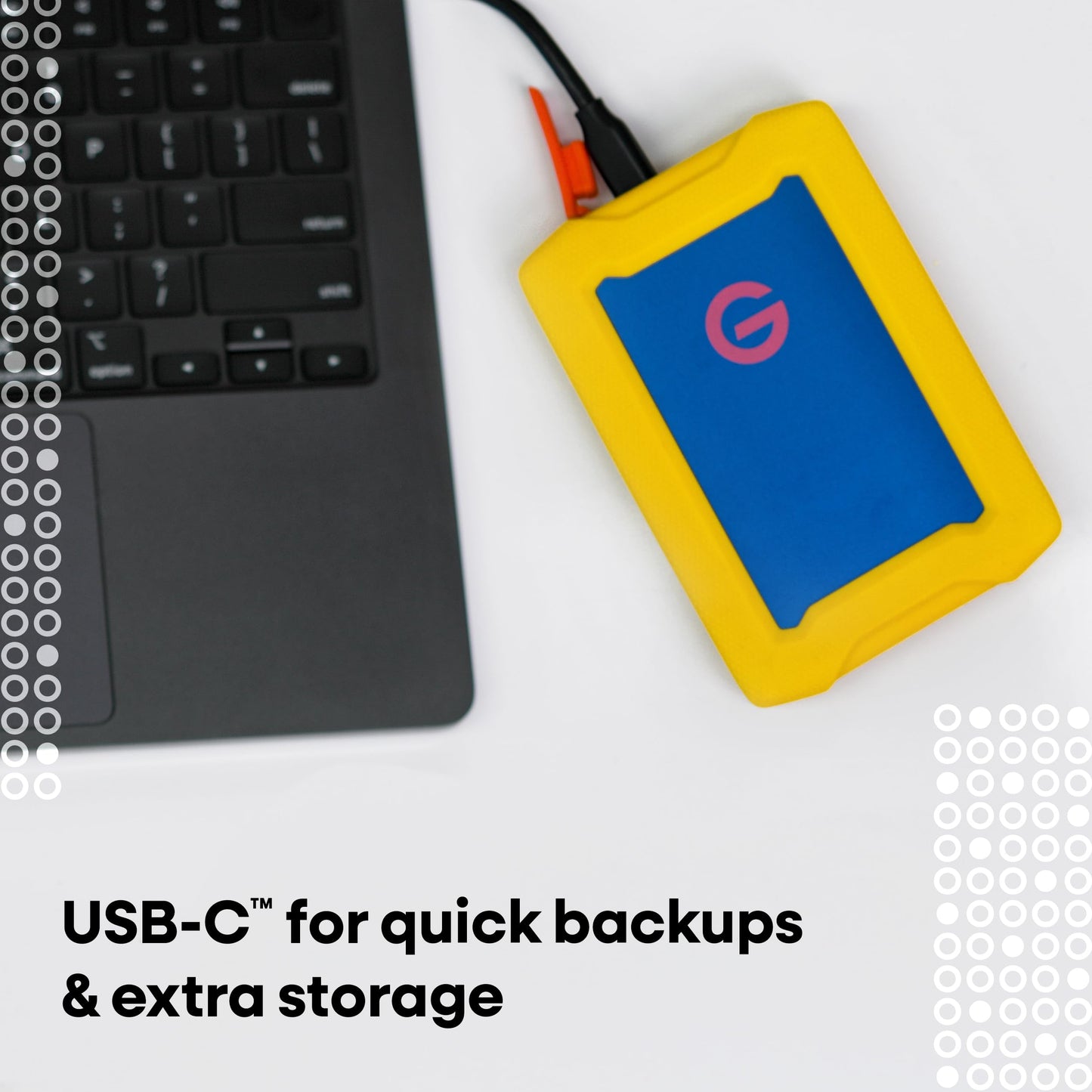 1TB G-Drive ArmorATD Rugged, Durable Portable External HDD, Up to 130MB/s, USB-C (5Gbps), USB 3.2 Gen 1 - SDPHE1G-001T