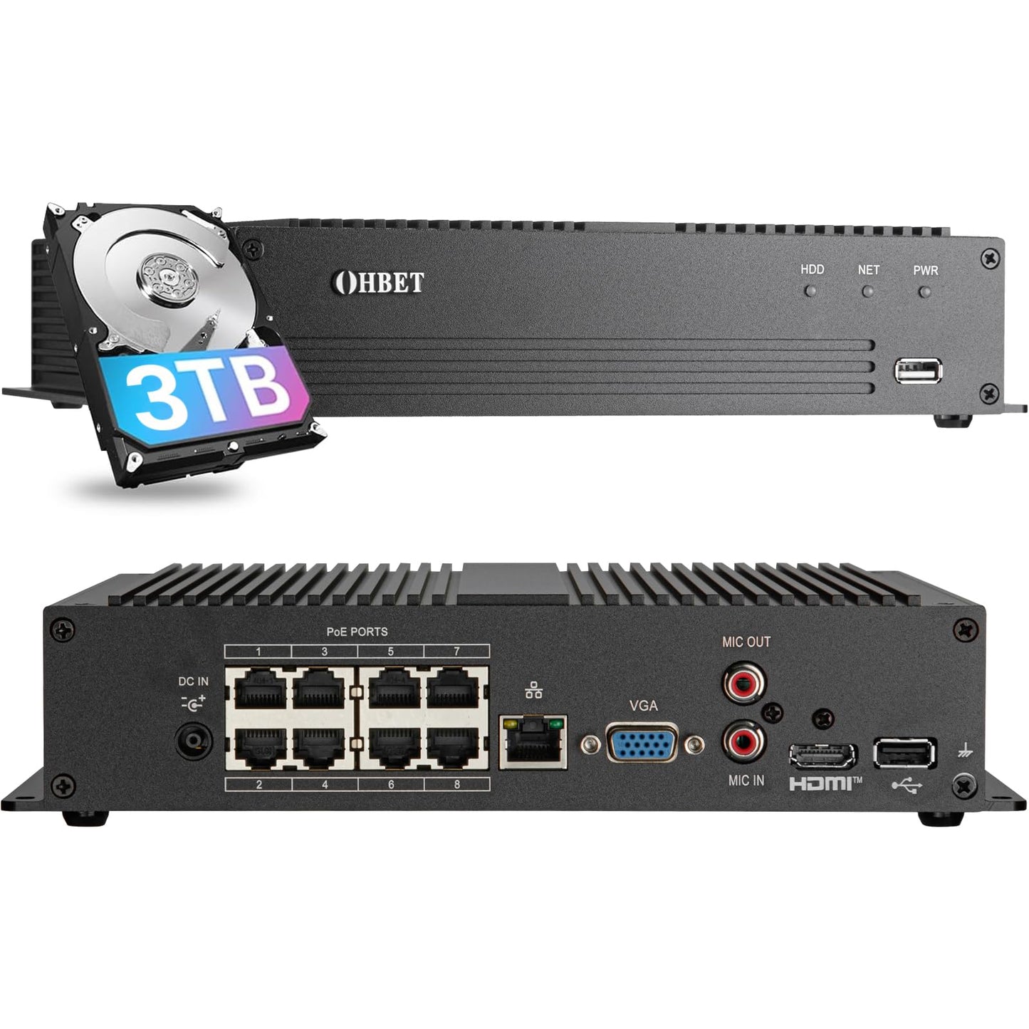 DahuaSecurity Advanced 16Ch 8 PoE Port Digital Video Recorder with 3TB HDD 4K HDMI Output and Smart Surveillance Features NVR for Home Security Camera