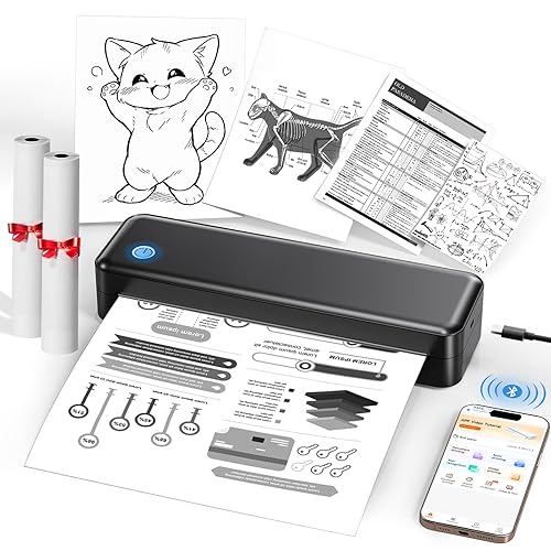 PEDOOLO Portable Printer Wireless for Travel - Inkless Thermal Printer, Supports 8.5x11 Inch Thermal Paper, Bluetooth Compatible