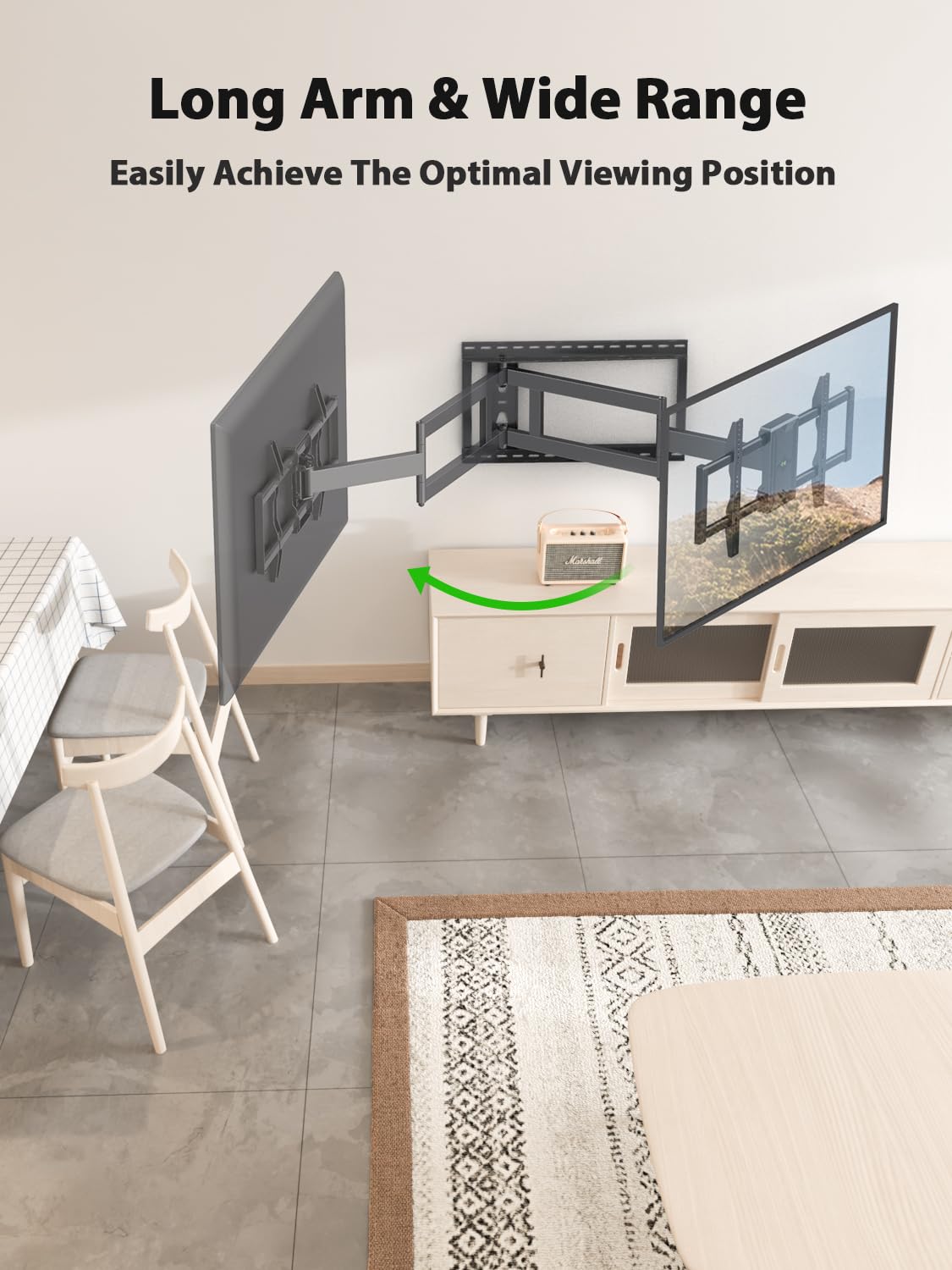 USX Mount Long Arm TV Wall Mount for Most 42-95 inch TV 40 Inch Extension Full Motion TV Mount?Pre-Assembled Wall Mount with Swivel and Tilt Up