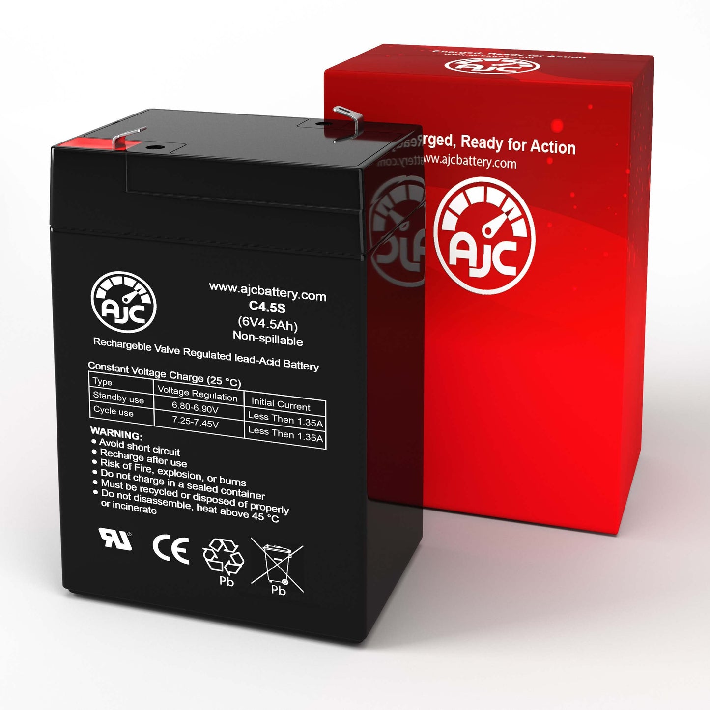 AJC Battery Compatible with Coopower CP6-4.5 6V 4.5Ah Sealed Lead Acid Battery