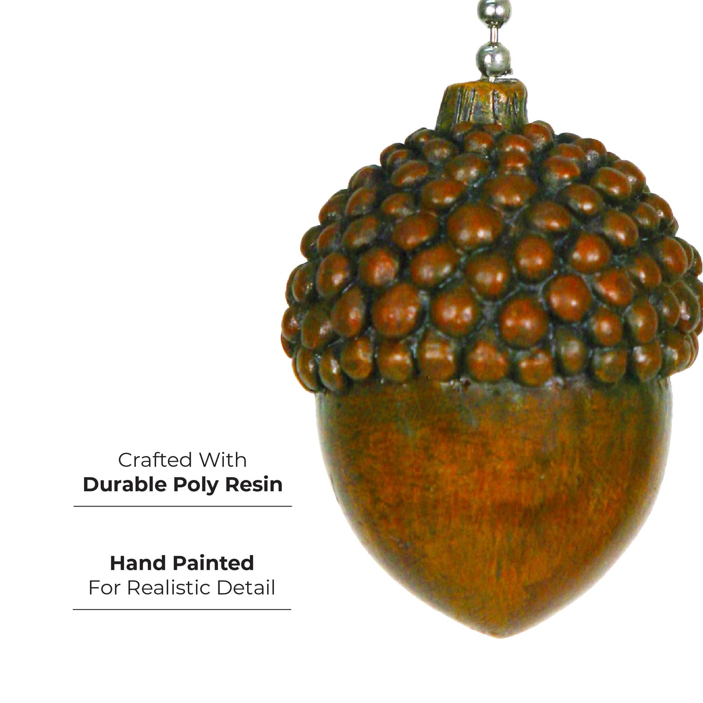 Rivers Edge Products 12" Ceiling Fan Pull Chain Extender - Pull String Extension for Light Fixture - Decorative Poly Resin Switch Chains - Nature Home