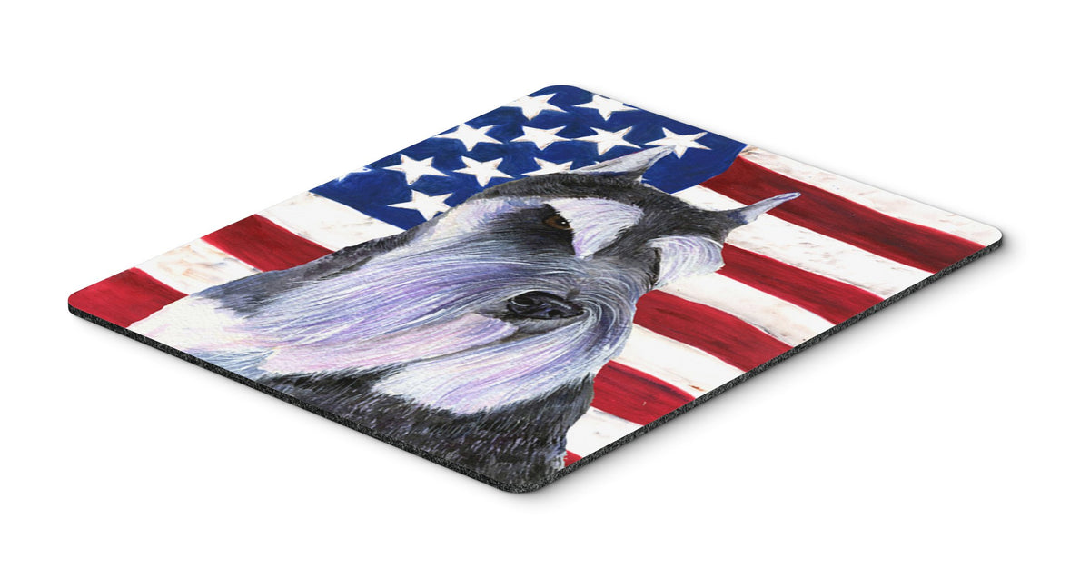 Caroline's Treasures SS4056MP "USA American Flag with Schnauzer Mouse Pad, Hot Pad or Trivet" for Home Office Gaming Working Computers Laptop Mouse