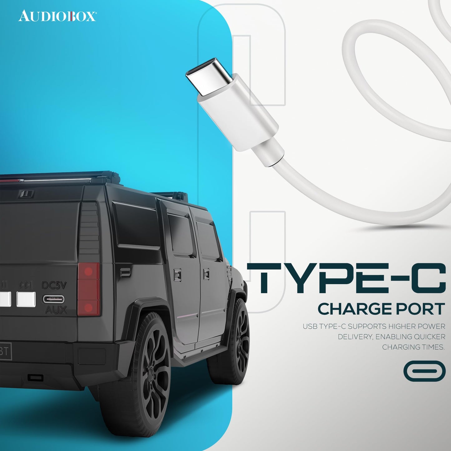 Audiobox Bluetooth Truck Speaker - Portable Hummer-Style Car Speaker with Moving Wheels, LED Headlights & Taillights, FM Radio, USB, TF, AUX Inputs