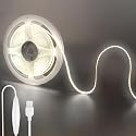Clearhill 2PACK 5V USB COB LED Strip Lights with Dimmable Switch,16.4FT/5M,Cool White 6500K,320LEDs/M,8mm Width,Not Waterproof IP20,1.5M USB Switch