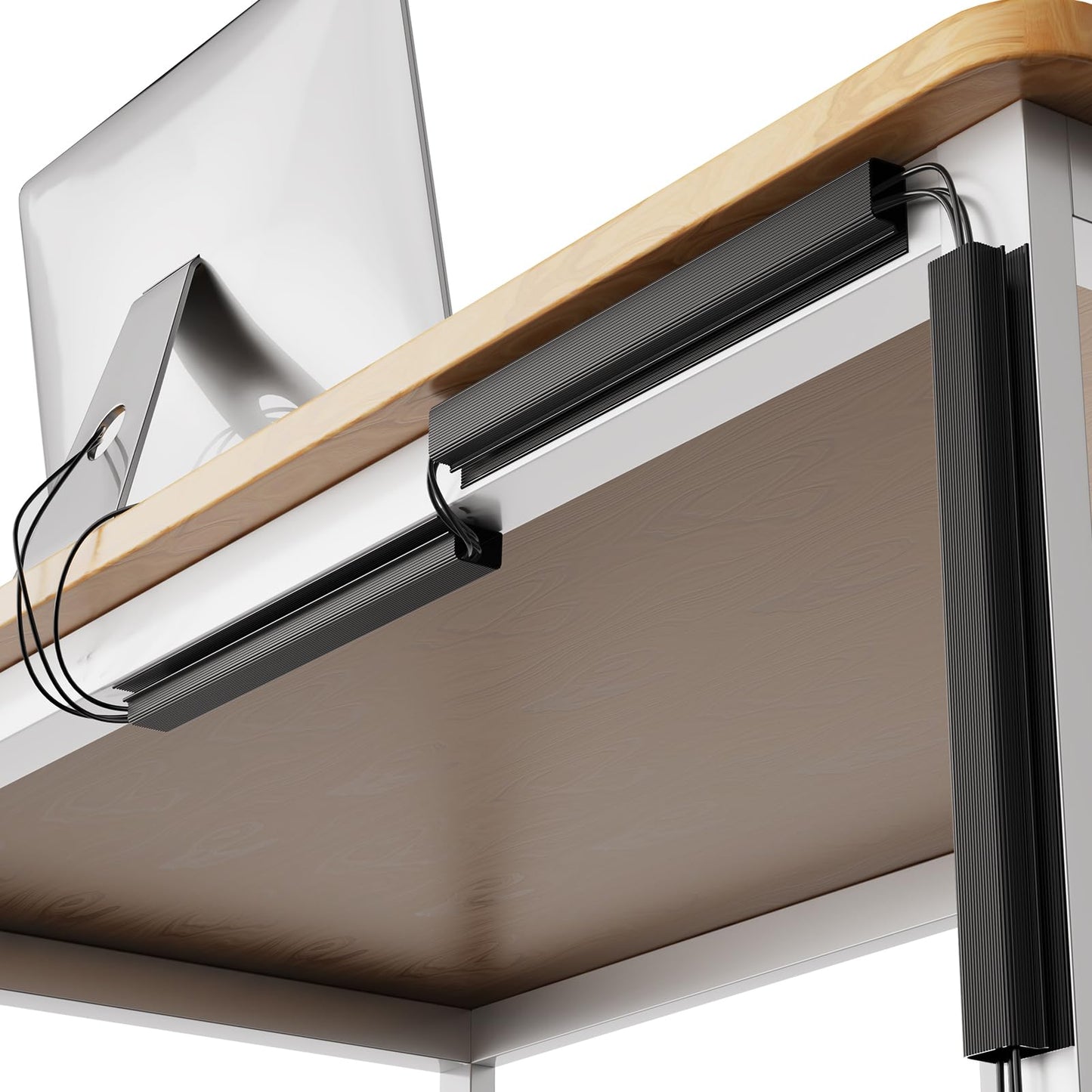 Delamu 4 Pack Cord Organizers for Desks, 62.8in Cable Organizer Cable Management Under Desk, Self Adhesive Wire Management Raceway, Desk Organizers