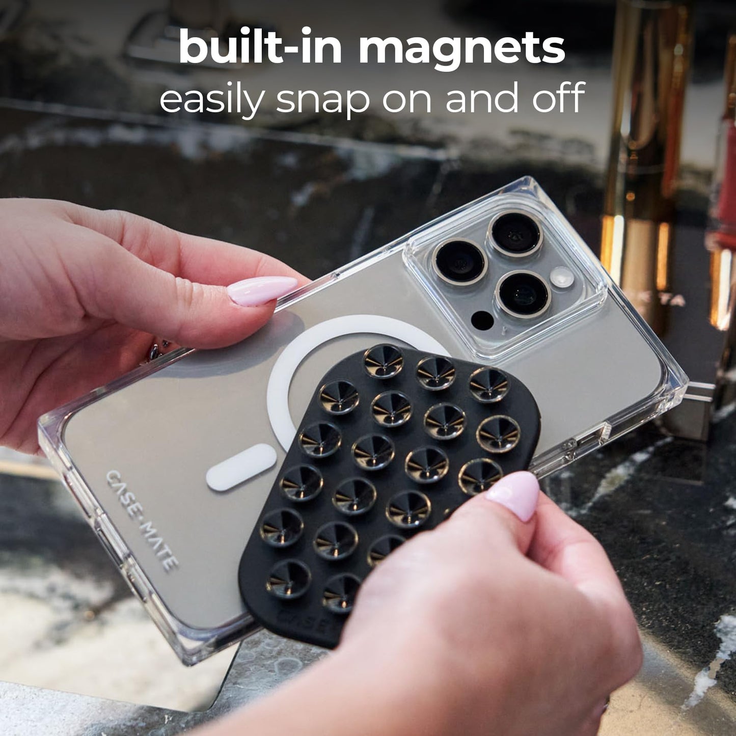 Case-Mate Stick it! Magnetic Suction Mount - Snap-on iPhone Holder - Detachable for MagSafe - Hands-Free Content Creator Essentials for iPhone 17 Pro