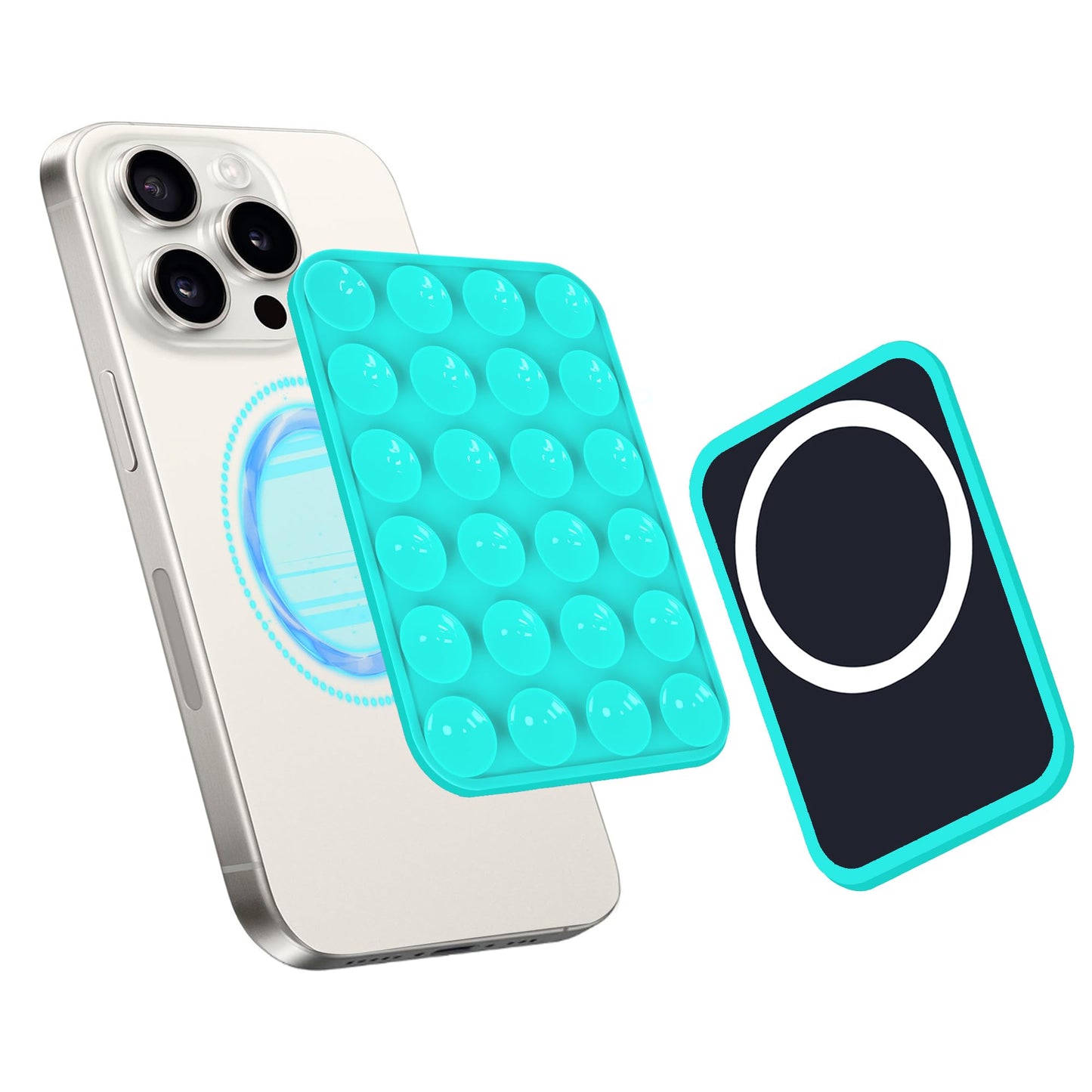 Magnetic Suction Phone Grip, Silicone Suction Phone Mount, Sticky Phone Grip Compatible with MagSafe Case, Hand-Free Grip Holder for iPhone & Android