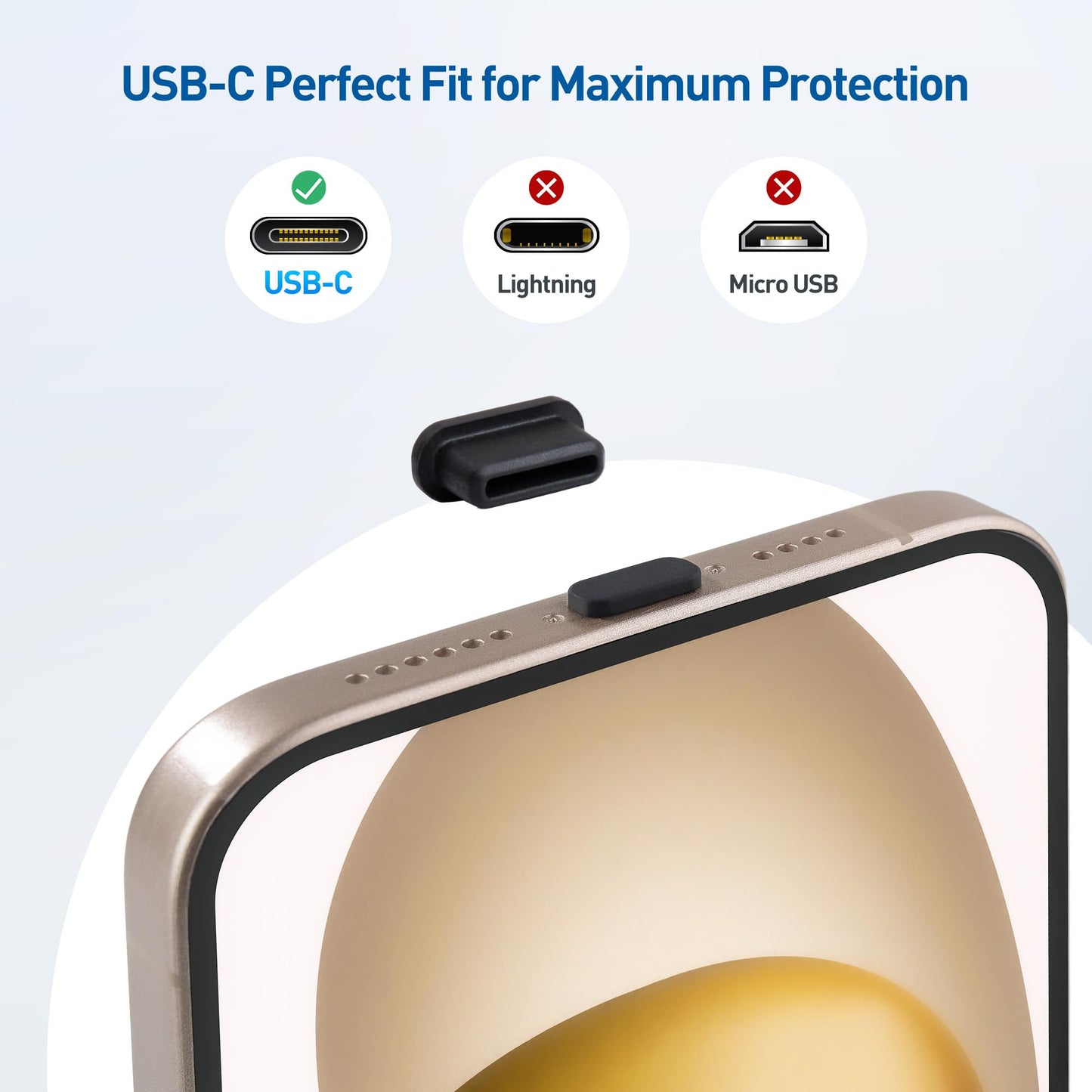 Cable Matters 20-Pack USB C Port Covers, USB C Dust Plug, Black