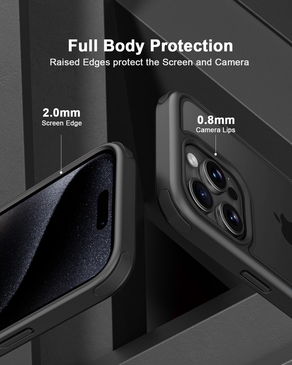 Mobnano Compatible with iPhone 15 Pro Max Case, with Multicolor Protective Shockproof Bumpers, Crystal Clear Back Not Yellowing Anti-Scratch Hard PC