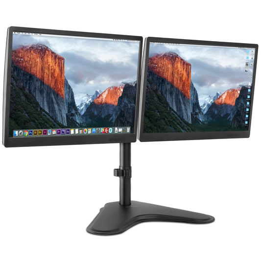 Mount-It! Dual Monitor Stand for Desk - Double Monitor Mount for 2 Screens up to 32 Inch and 17 Lbs - Free-Standing Base Swivel, Tilt, Rotates 360