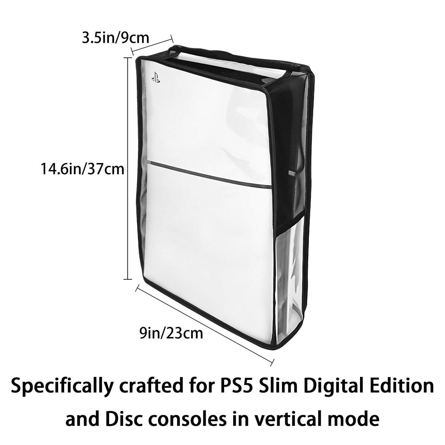 Kingshion PS5 Slim Console Dust Cover - Transparent Waterproof Protective Sleeve with Anti-Scratch Design, Precision Fit for Disc Edition & Vertical