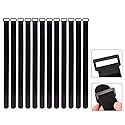 1.5 x 24 Inch Hook and Loop Cable Tie, 12 Pack Heavy Duty Adjustable Fastening Adhesive Cinch Strap with Plastic D-ring Buckle, Multi-Purpose Reusable