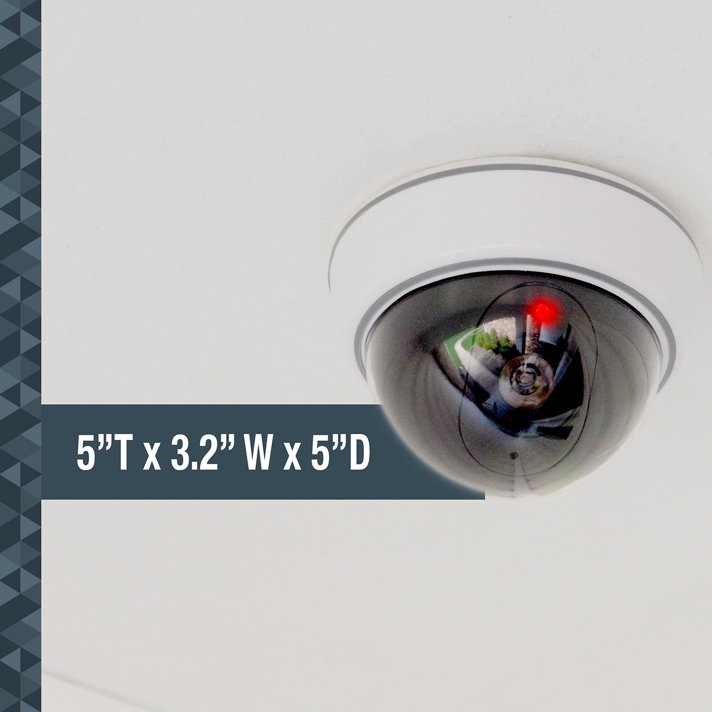 SABRE Fake Dome Security Camera, Flashing Red Light For Nighttime Visibility, Realistic Design Deters Intruders, Battery Operated, No Wiring Required