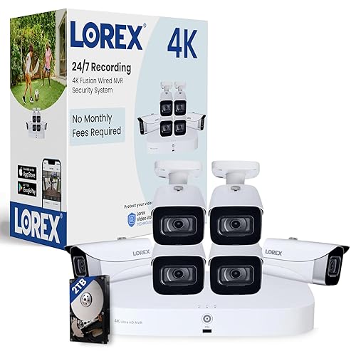 Lorex Fusion 4K Security Camera System w/ 2TB NVR - 8 Channel PoE Wired Home Security System w/ 6 Metal Cameras - Motion Detection, Color Night