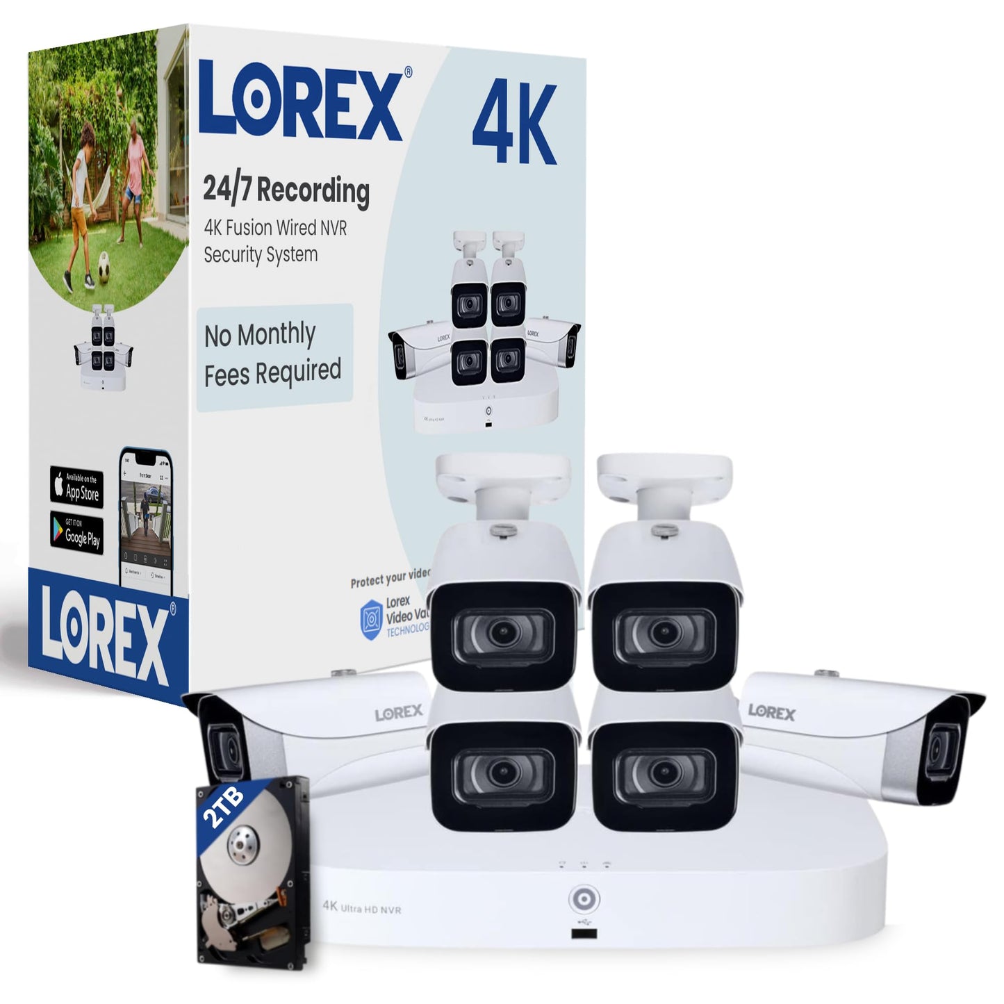 Lorex Fusion 4K Security Camera System w/ 2TB NVR - 8 Channel PoE Wired Home Security System w/ 6 Metal Cameras - Motion Detection, Color Night
