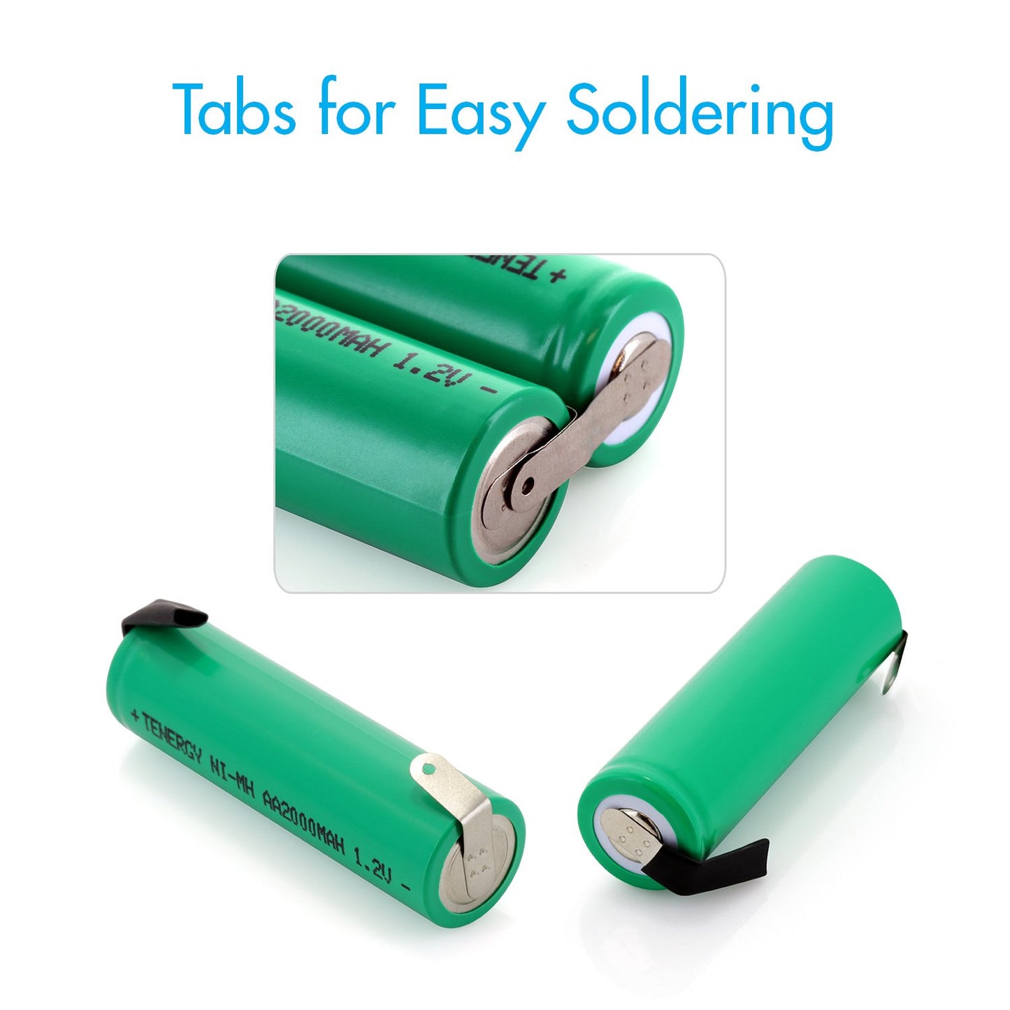 Tenergy AA 1.2V NiMH 2000mAh Flat Top Rechargeable AA Batteries with Tabs, 20 Pack