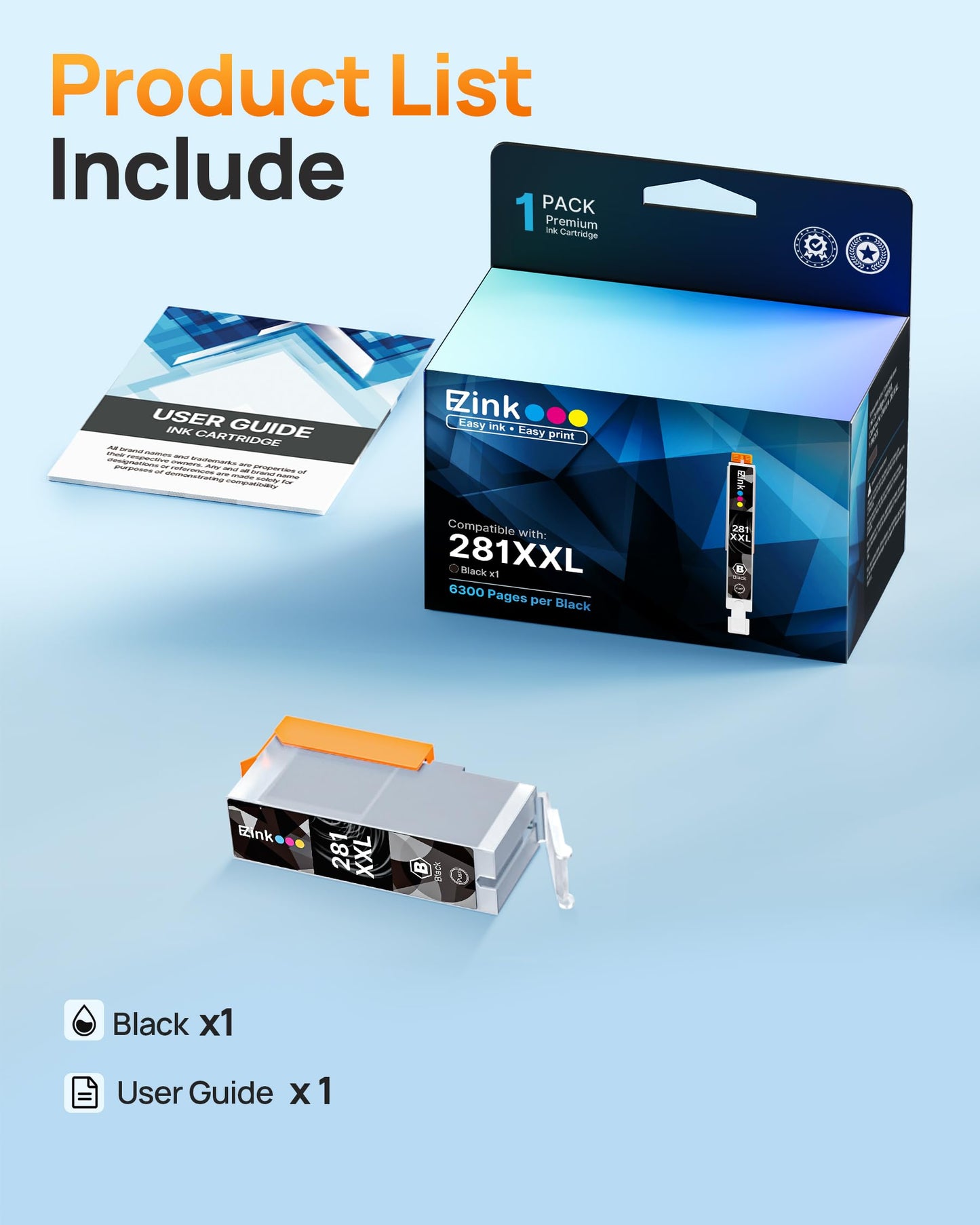 E-Z Ink Compatible Ink Cartridge Replacement for Canon PGI-280XXL PGI280XXL to use with TR8620a TR8620 TS702a TS9520 TS9521C TR8520 TS6220 TS6320
