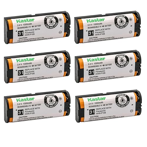 Kastar 6-Pack Battery Replacement for Panasonic KX-TGA242 KXTGA242 KX-TGA243 KXTGA243 KX-TGA246 KXTGA246 KX-TGA570 KXTGA570 KX-TGA570S KXTGA570S