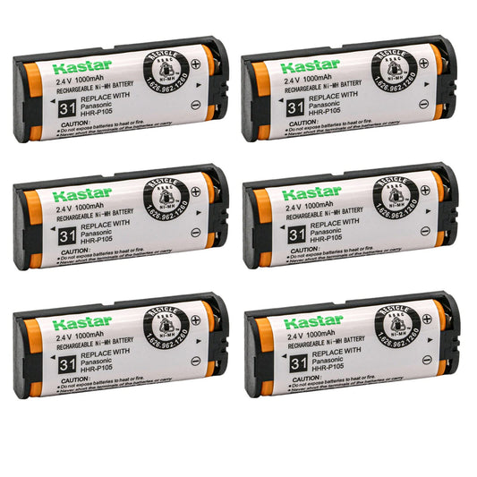 Kastar 6-Pack Battery Replacement for Panasonic KX-TGA242 KXTGA242 KX-TGA243 KXTGA243 KX-TGA246 KXTGA246 KX-TGA570 KXTGA570 KX-TGA570S KXTGA570S