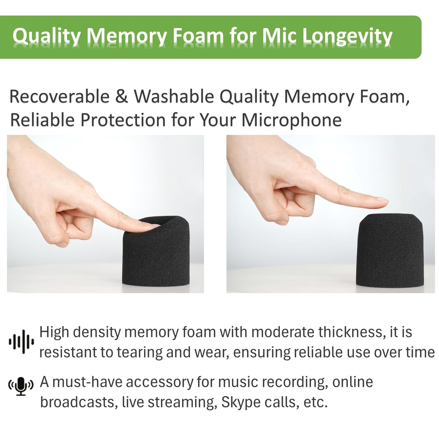 PhantAccy Pop Filter/Windscreen for Shure MV7 / MV7X Microphones - Foam Mic Cover for Filtering Plosives, Hissing Noise and Other Ambient Noise (Pack