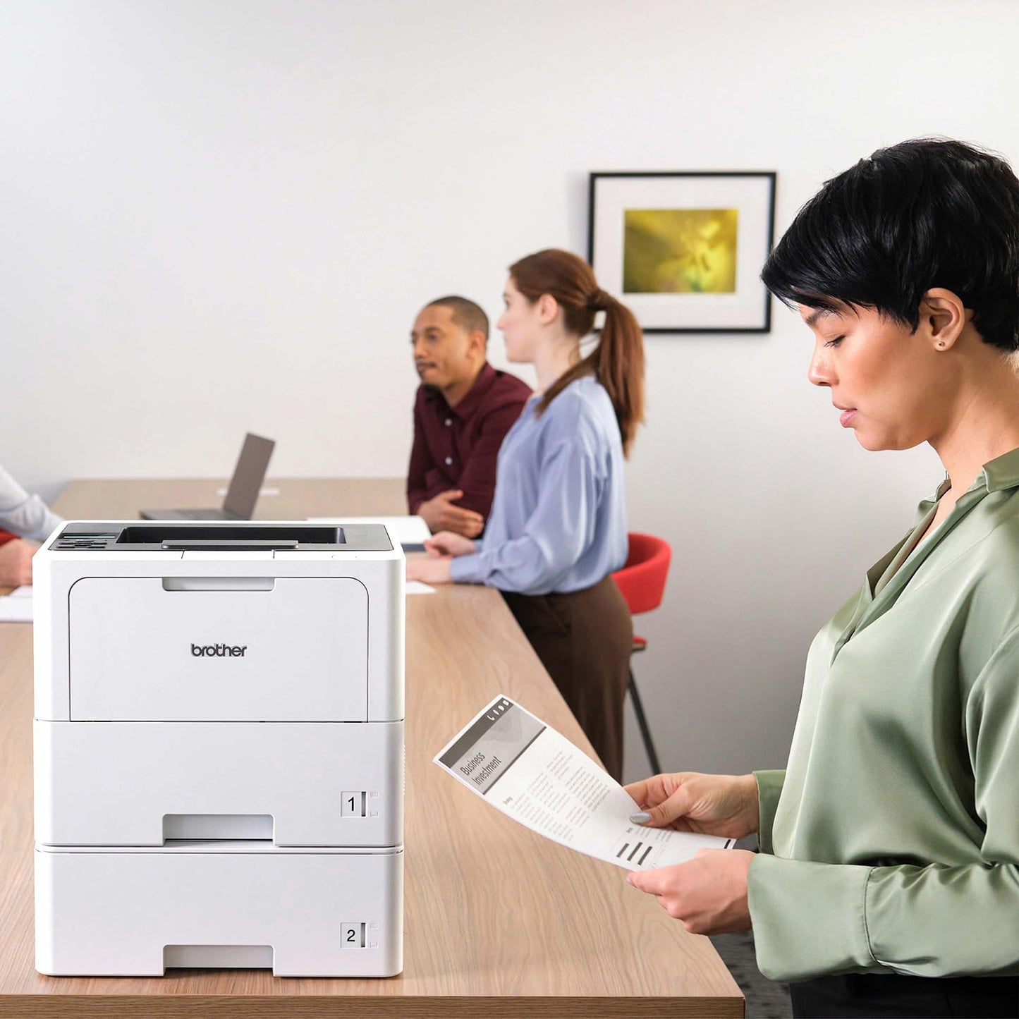 Brother HL-L6210DWT Business Monochrome Laser Printer with Dual Paper Trays, Wireless Networking, Works with Alexa, White