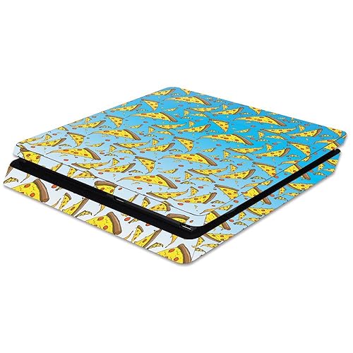 MightySkins Skin Compatible with Sony PS4 Slim Console - Raining Pizza | Protective, Durable, and Unique Vinyl Decal wrap Cover | Easy to Apply