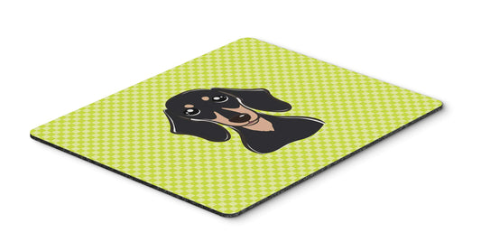Caroline's Treasures BB1277MP Checkerboard Lime Green Smooth Black and Tan Dachshund Mouse Pad, Hot Pad or Trivet for Home Office Gaming Working