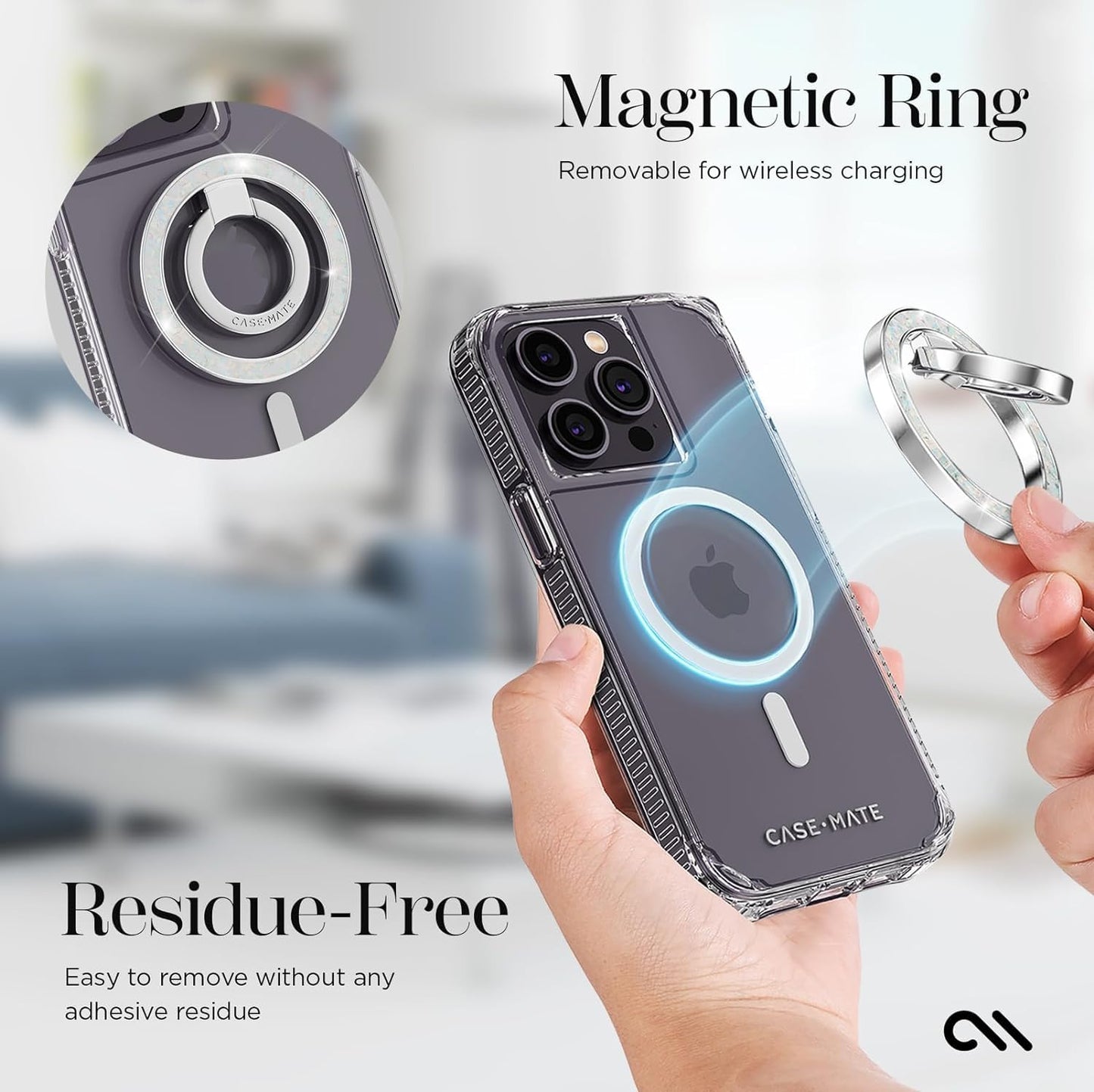 Case-Mate Magnetic Phone Grip & Ring Stand -MagSafe Holder -Twinkle Diamond