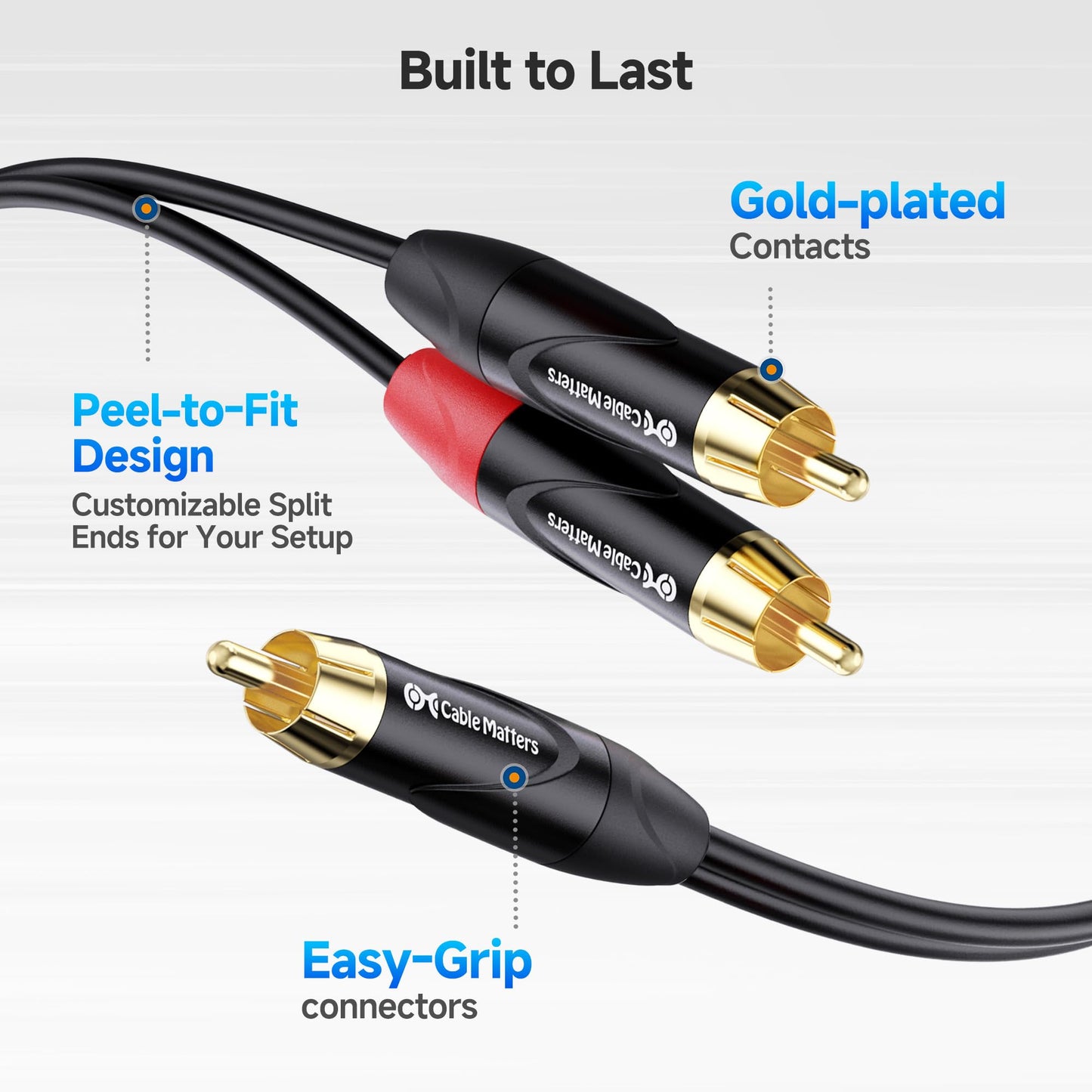 Cable Matters RCA Splitter Cable 1 Male to 2 Male - 3ft, RCA Y Splitter for Subwoofer, Speaker, Audio System or Home Theater