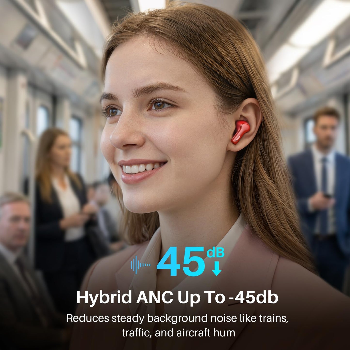 TOZO Hybrid Active Noise Cancelling in Ear Wireless Earbuds, 68H Playtime