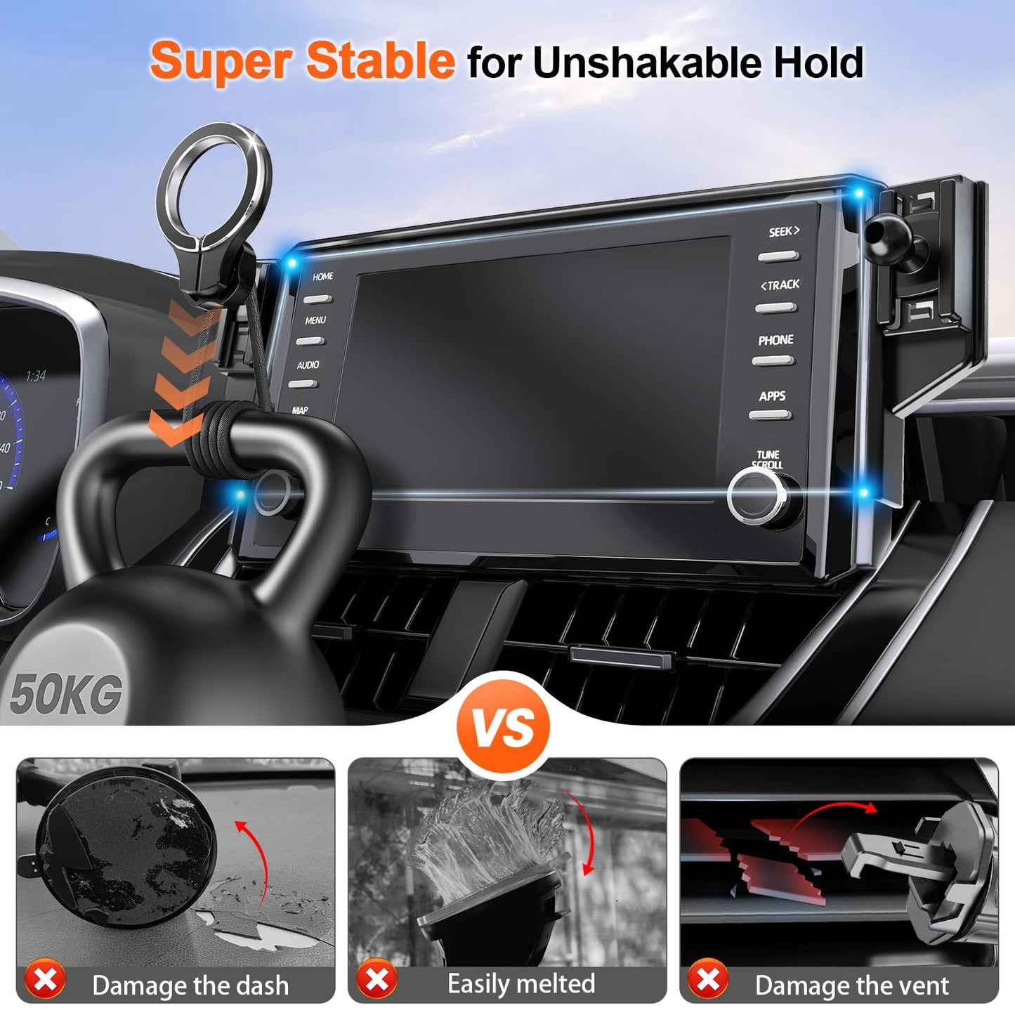 Phone Holder for Toyota Corolla 2026 2025 2024 2023 2022 2021 2020 & Corolla Cross 2022-2026 Accessories: (Fits 8 inch Screen)(Compatible