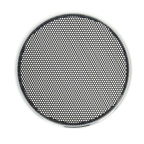 Fielect 2 Pcs 3.5inch /90mm Speaker Grill Mesh Decorative Circle Woofer Guard Protector Cover Audio Accessories Black Grill Silver Trim
