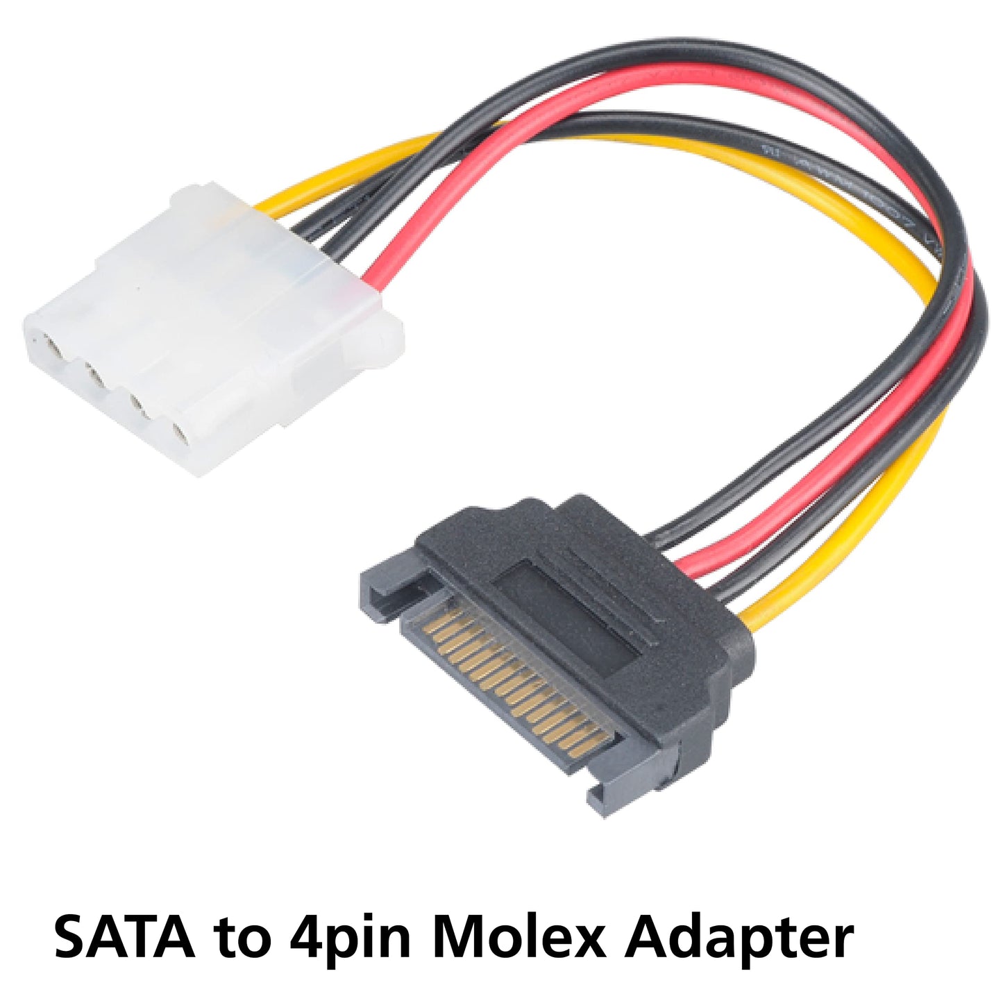 Akasa SATA to 4-pin Molex Adapter | Converts 15-pin SATA PSU Power to 4-pin PSU Molex Connector | SATA to Molex Power Cable Adapter | 15cm |