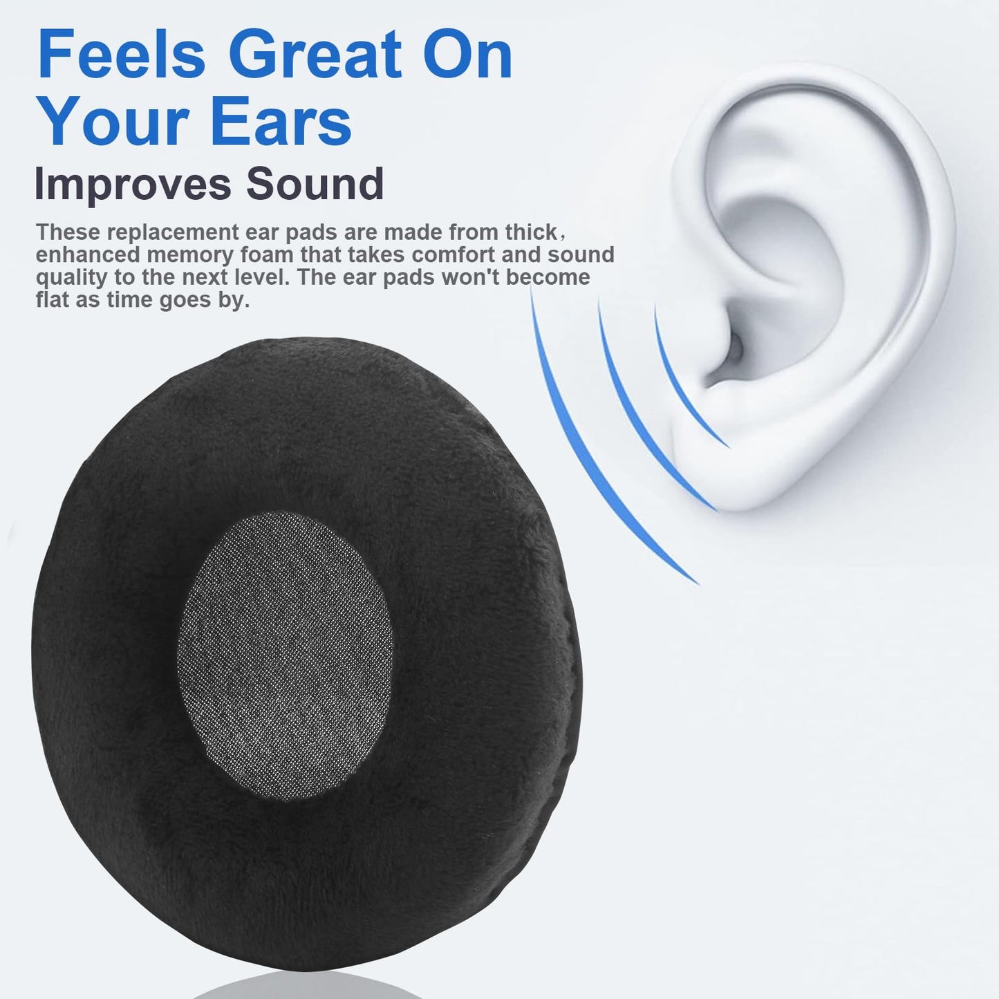 Velour Ear Pads 100 mm Universal Replacement Ear Pads Cushions Suitable Many Large Headphones Round Memory Foam Earpads Compatible with Beyerdynamic