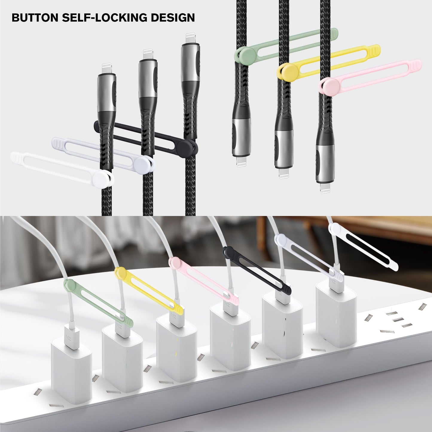 Wekcpta 60pcs Silicone Cable Ties 4.3 inch Reusable Cord Ties cord wrap Straps Keeper Wire Ties cable organizers for Charging Cords Wire Desk Cable