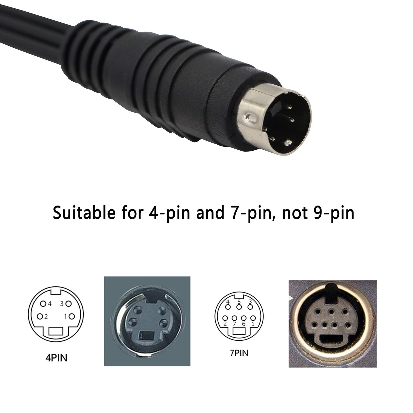4 Pin S-Video to 3 RCA AV Female Cable for TV PC Computer Video AV Projector for Video TV Laptop Adapter Cable (27cm)