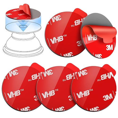 volport Sticky Adhesive Pads for Pops Socket Base: 5 Pcs 1.38" Strong Round Double Sided Replacement Sticker for Collapsible Phone Grip Stand, Very
