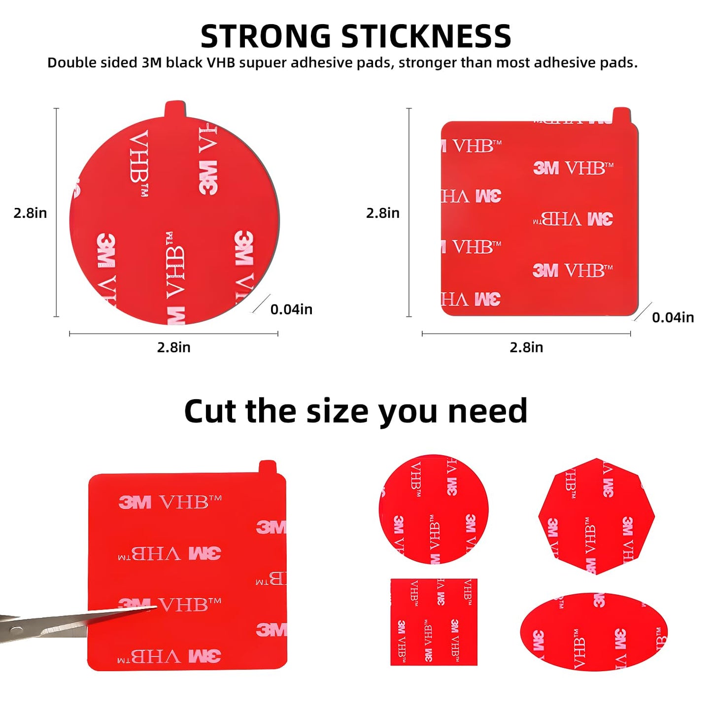 Crymow Double Sided Adhesive Pads.Sticky Dash Cam Mounting Tape.Car Mount Sticky Pad Replacement.Heavy Duty Tape Sticker for Cars Dashboard & Daily