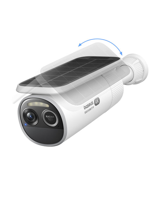 Baseus S2 4K Solar Security Cameras Wireless Outdoor - Radar+PIR Detection, AI Face Recognition, Auto Sunlight-Tracking, Color Night Vision, IP67, No
