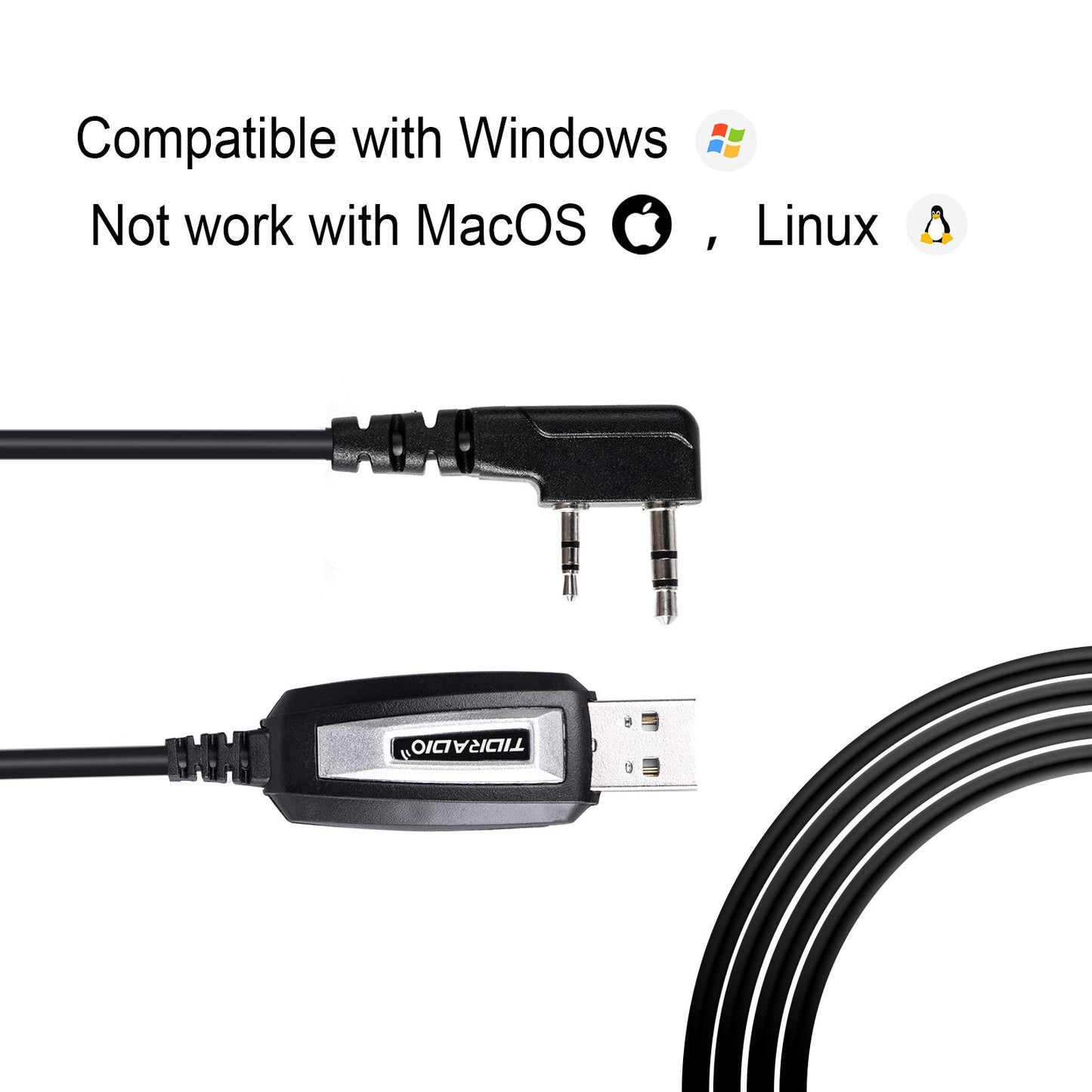 TIDRADIO CH340 Driver USB Programming Cable Support Chirp for baofeng UV-5R Mini,5RM,5RH PRO,UV-82,BF-F8HP,K5PLUS,GM-15Pro,UV-5G Plus,GM21,UV-32