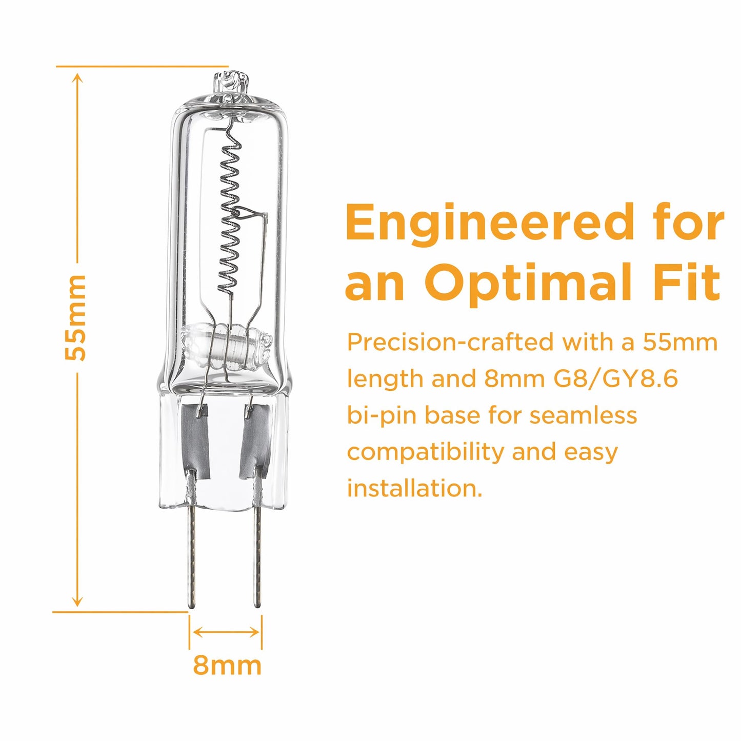 Egyrsik G8 T4 Halogen Bulb 100W 120V, Bi-Pin Base, Dimmable, 6-Pack